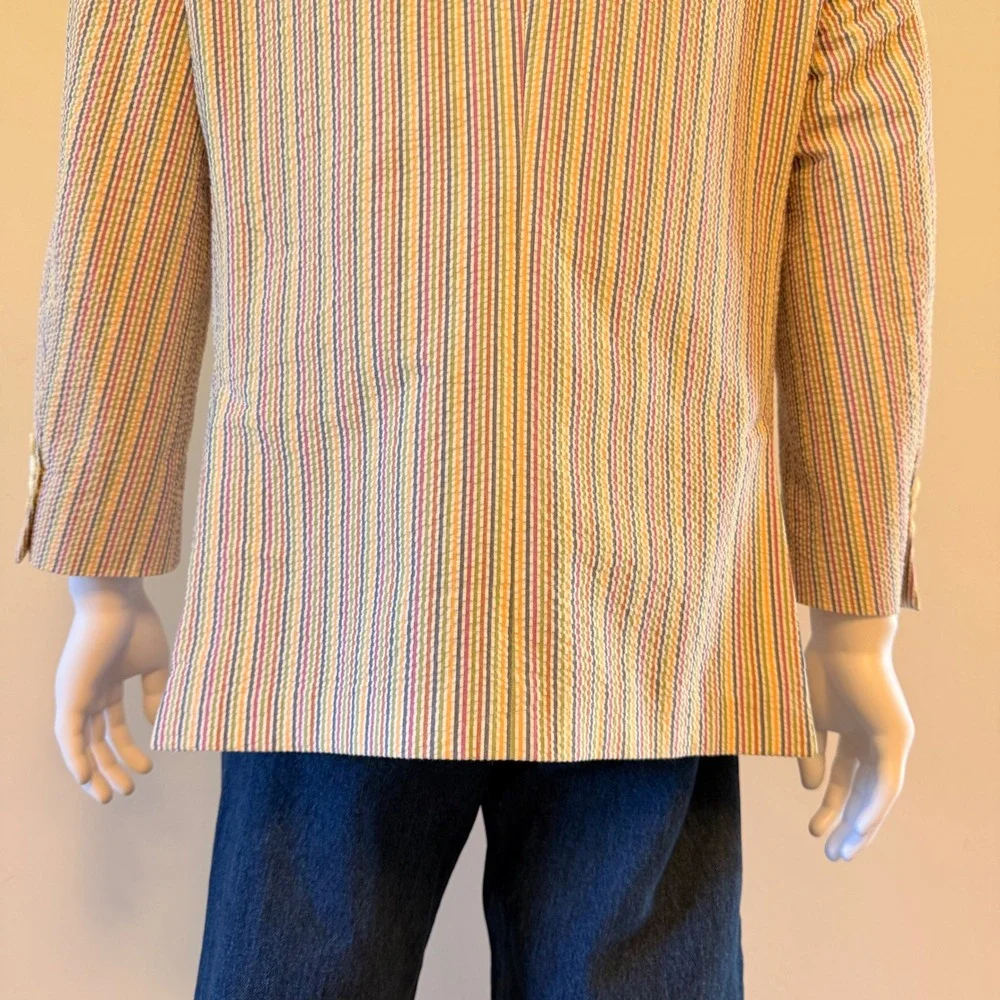 Maus & Hoffman Mens 44R Seersucker Stripe Sport Coat Blazer Multi-Color USA Made